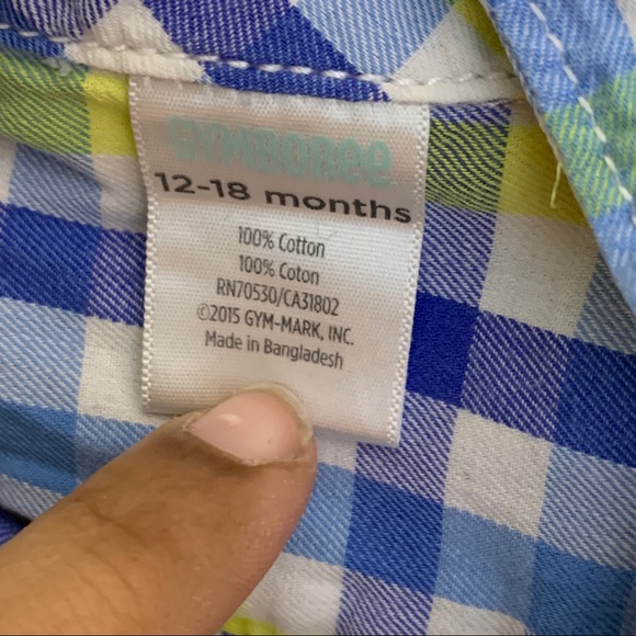 Gymboree- Yellow & Blue Button Up Top 12-18M - Picture 8 of 8